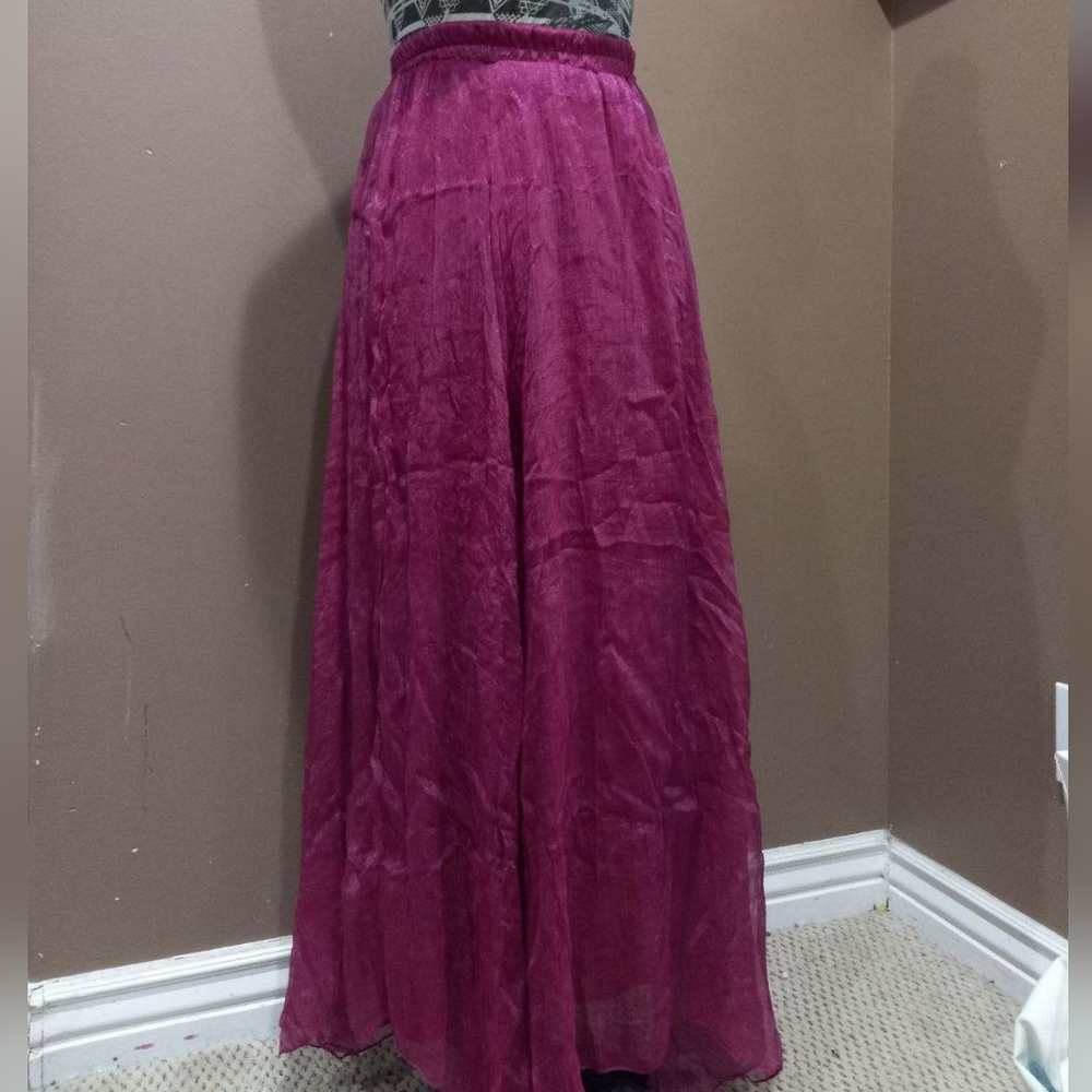 Hyyp fuchsia maxi shiny tulle skirt handkerchief hem *3/$30 Sale*